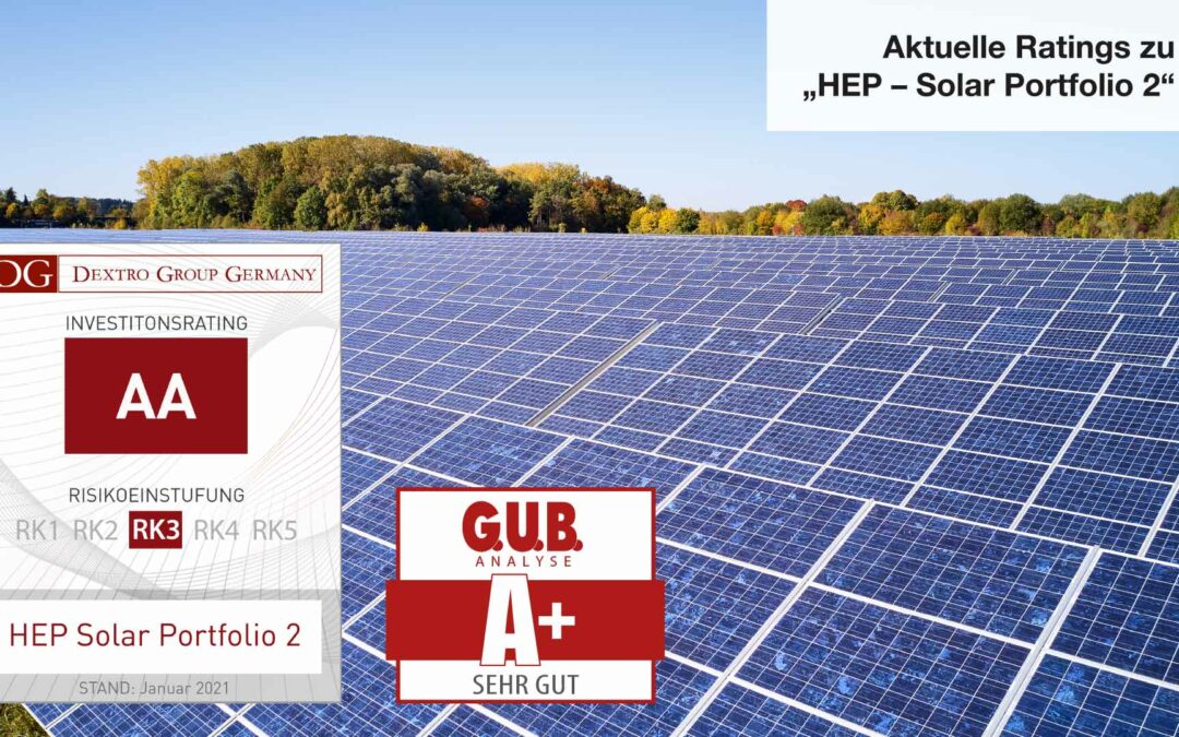 HEP – Solar Port­fo­lio 2: Publi­kums-AIF im Bereich  Solar­ener­gie erhält Bestnoten